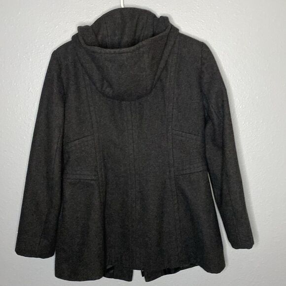 Anne Klein Wool Blend Charcoal Hooded Jacket Size Small - Picture 8 of 8